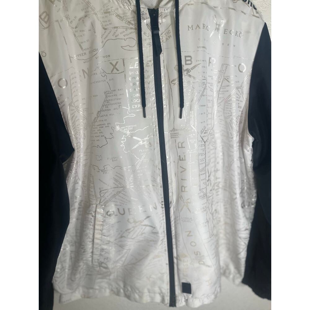 Marc ECKO cut & sew XL men's white windbreaker w/design-used good - Picture 2 of 5